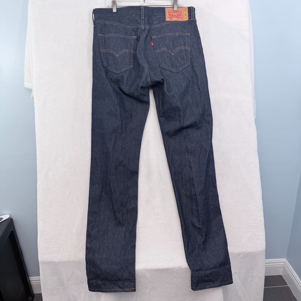 Levis Jeans Mens 35x36 (36x35) Blue Dark Wash Original Straight Leg Raw Denim - Picture 12 of 12